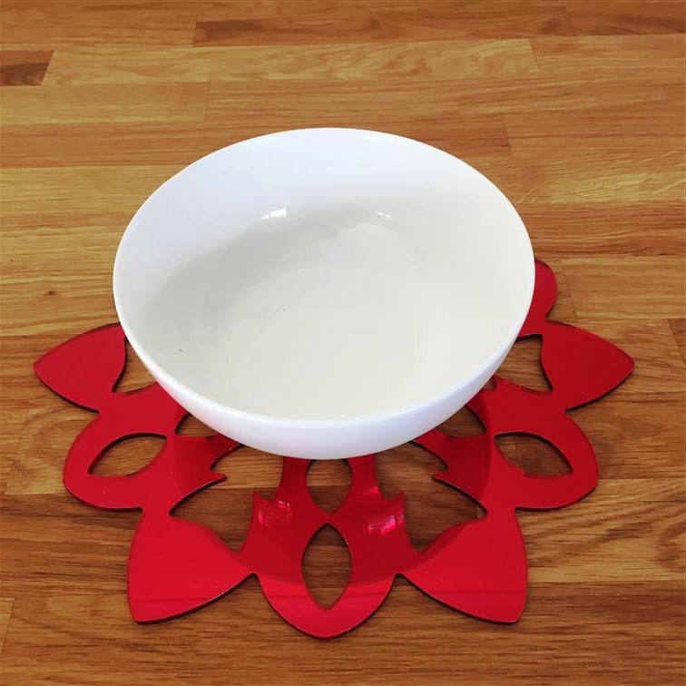 Snowflake Shaped Placemat Set - Red Mirror