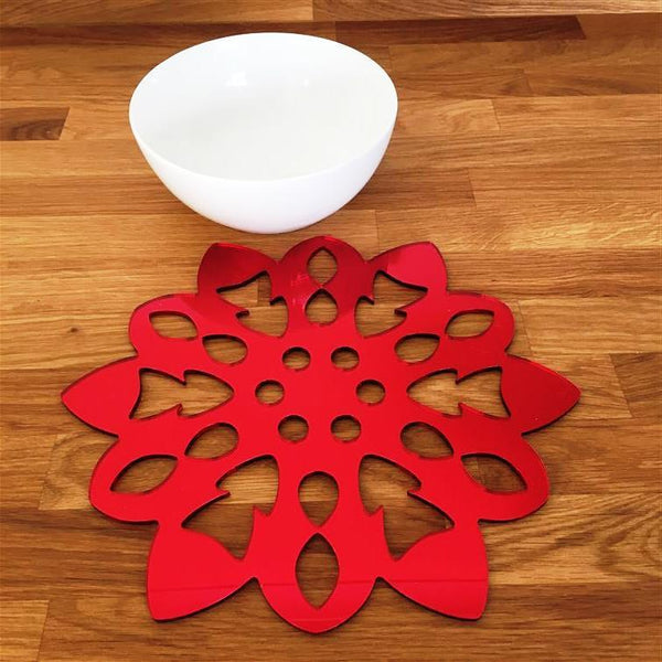 Snowflake Shaped Placemat Set - Red Mirror