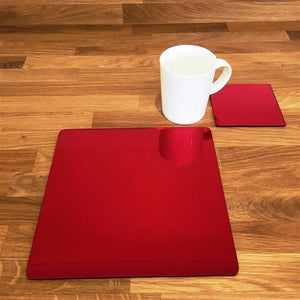 Square Placemat and Coaster Set - Red Mirror