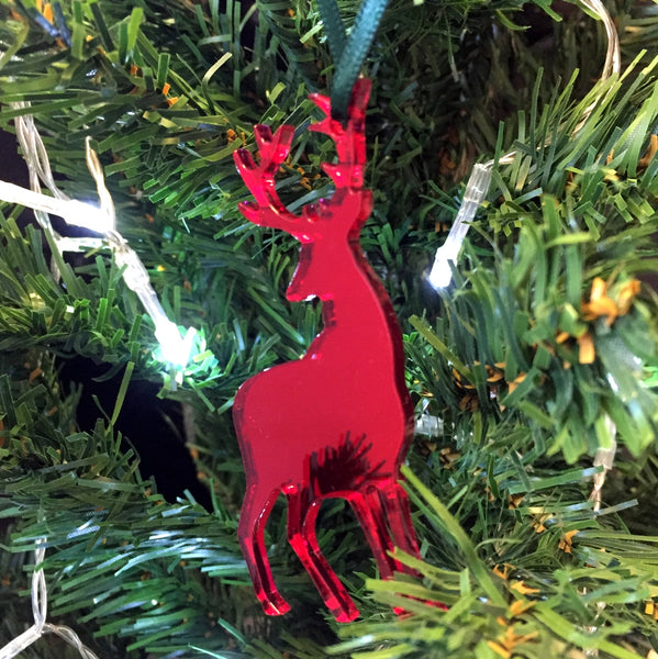 Reindeer Christmas Tree Decorations Mirrored