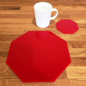 Octagonal Placemat and Coaster Set - Red