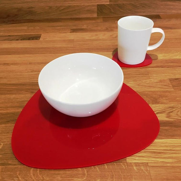 Pebble Shaped Placemat and Coaster Set - Red