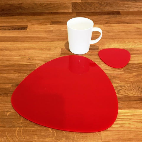 Pebble Shaped Placemat and Coaster Set - Red