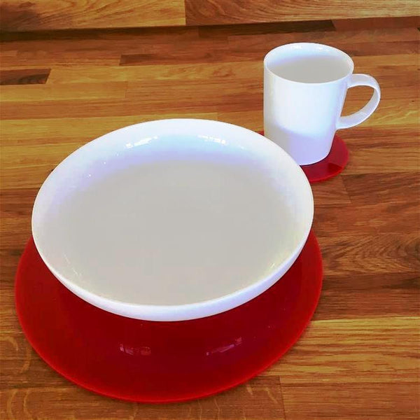 Round Placemat and Coaster Set - Red