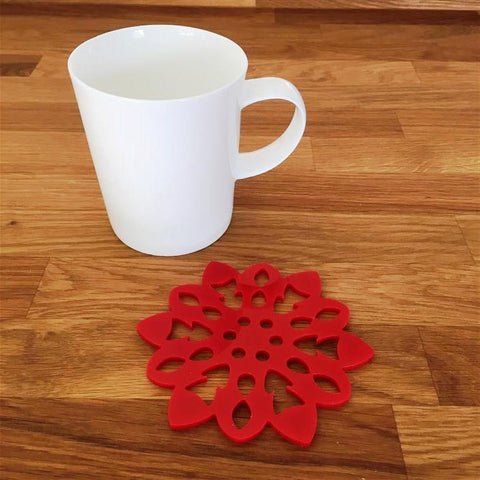 Snowflake Shaped Coaster Set - Red