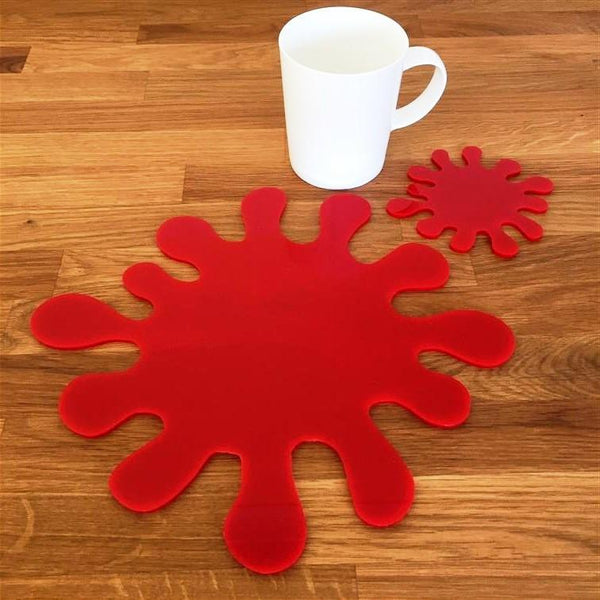 Splash Shaped Placemat and Coaster Set - Red