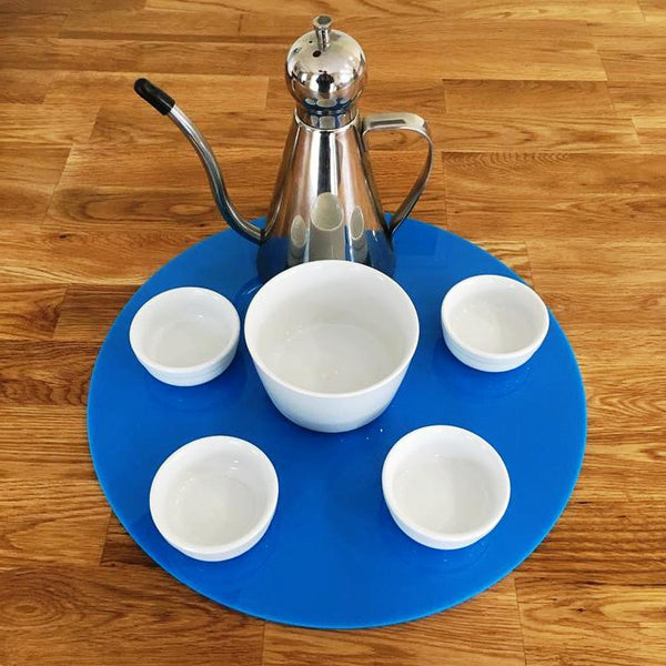 Round Serving Mat/Table Protector - Bright Blue Gloss