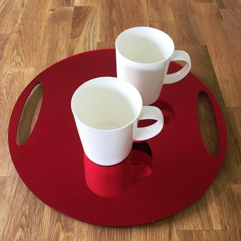 Round Flat Serving Tray - Red Mirror
