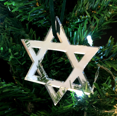 Star of David Christmas Tree Decorations Mirrored