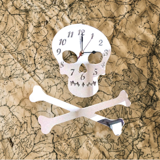 Skull & Crossbones Shaped Clocks - Many Colour Choices