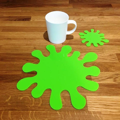 Splash Shaped Placemat and Coaster Set - Lime Green
