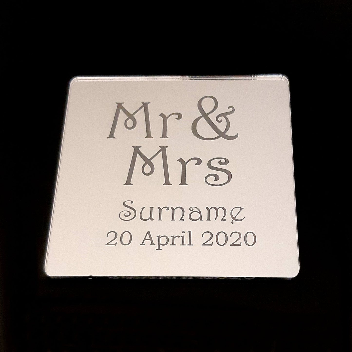 Mr & Mrs Personalised Wedding Coasters Mirrored