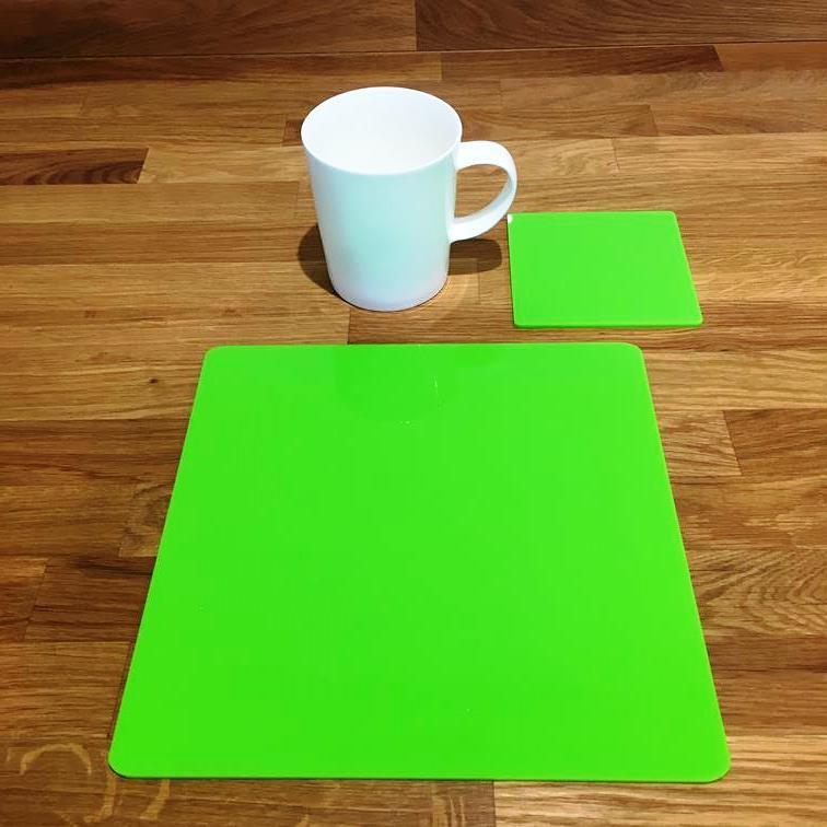 Square Placemat and Coaster Set - Lime Green