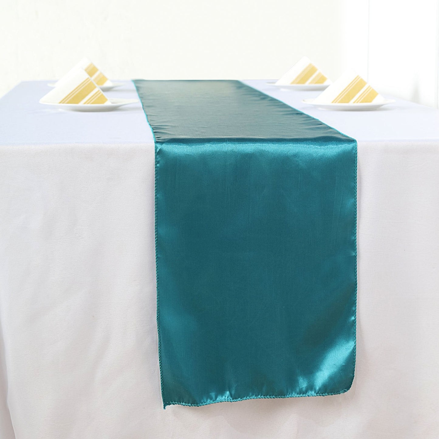 Teal Satin Smooth Table Runners