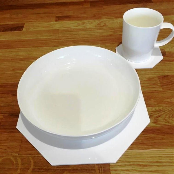 Octagonal Placemat and Coaster Set - White