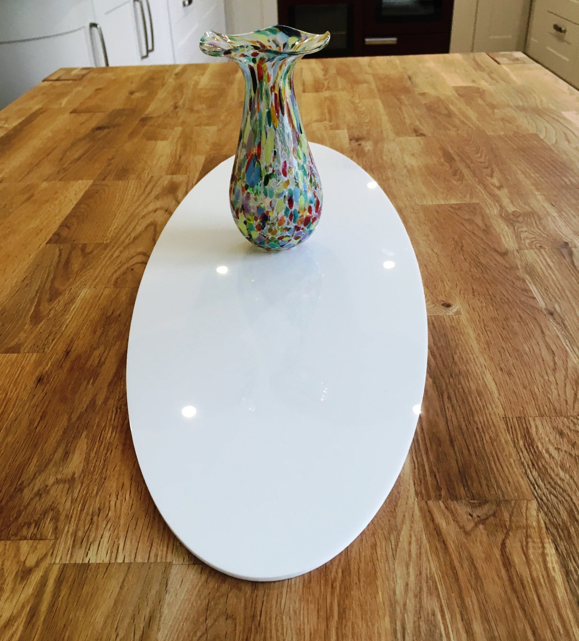 White Oval Acrylic Table Runners - Bespoke Sizes Made