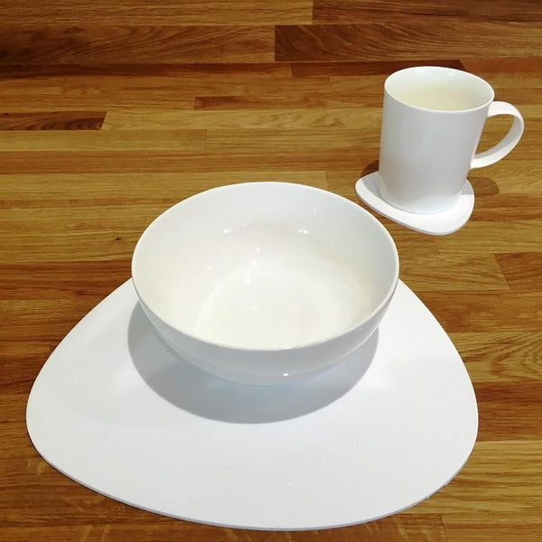 Pebble Shaped Placemat and Coaster Set - White