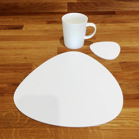 Pebble Shaped Placemat and Coaster Set - White