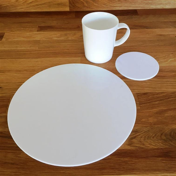 Round Placemat and Coaster Set - White