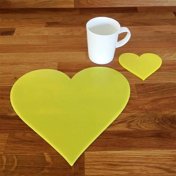Heart Shaped Placemat and Coaster Set - Yellow