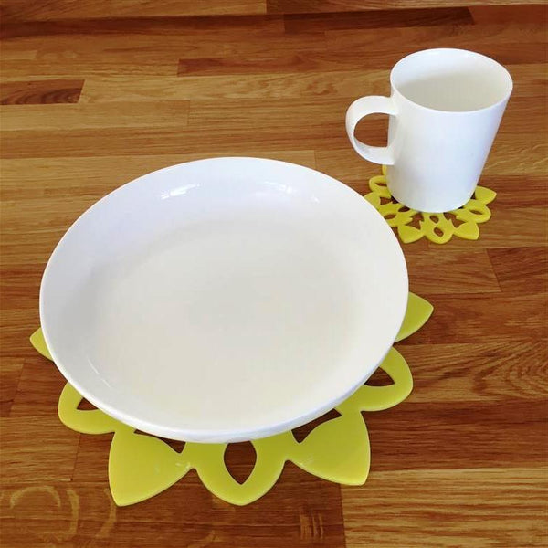 Snowflake Shaped Placemat and Coaster Set - Yellow
